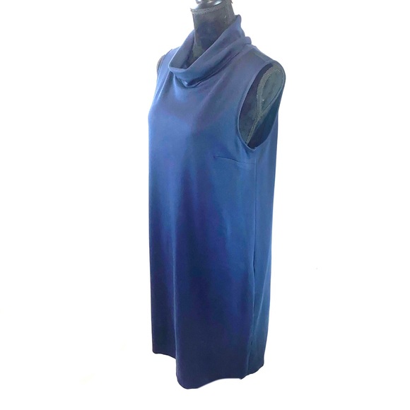 Gran Sasso Dress Medium Blue Sleeveless Turtleneck With Pockets Made in Italy - Picture 3 of 12